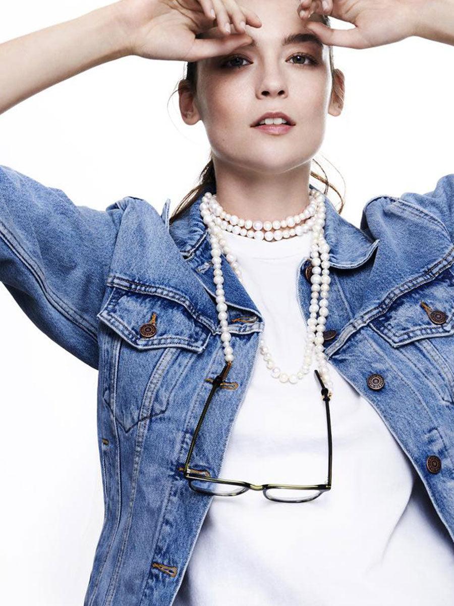 PEARLY QUEEN glasses chain in Yellow Gold - sunglasscurator