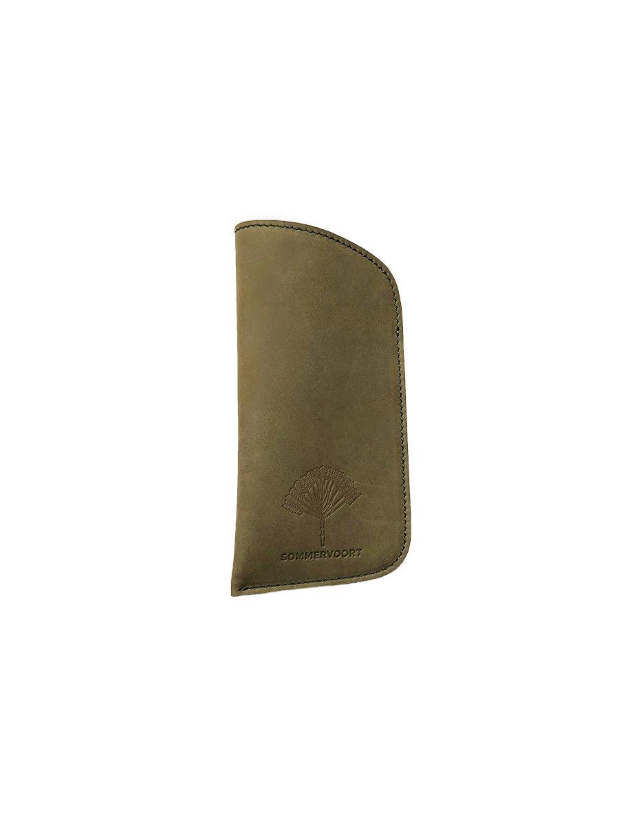 Olive Green classic leather glasses case - sunglasscurator