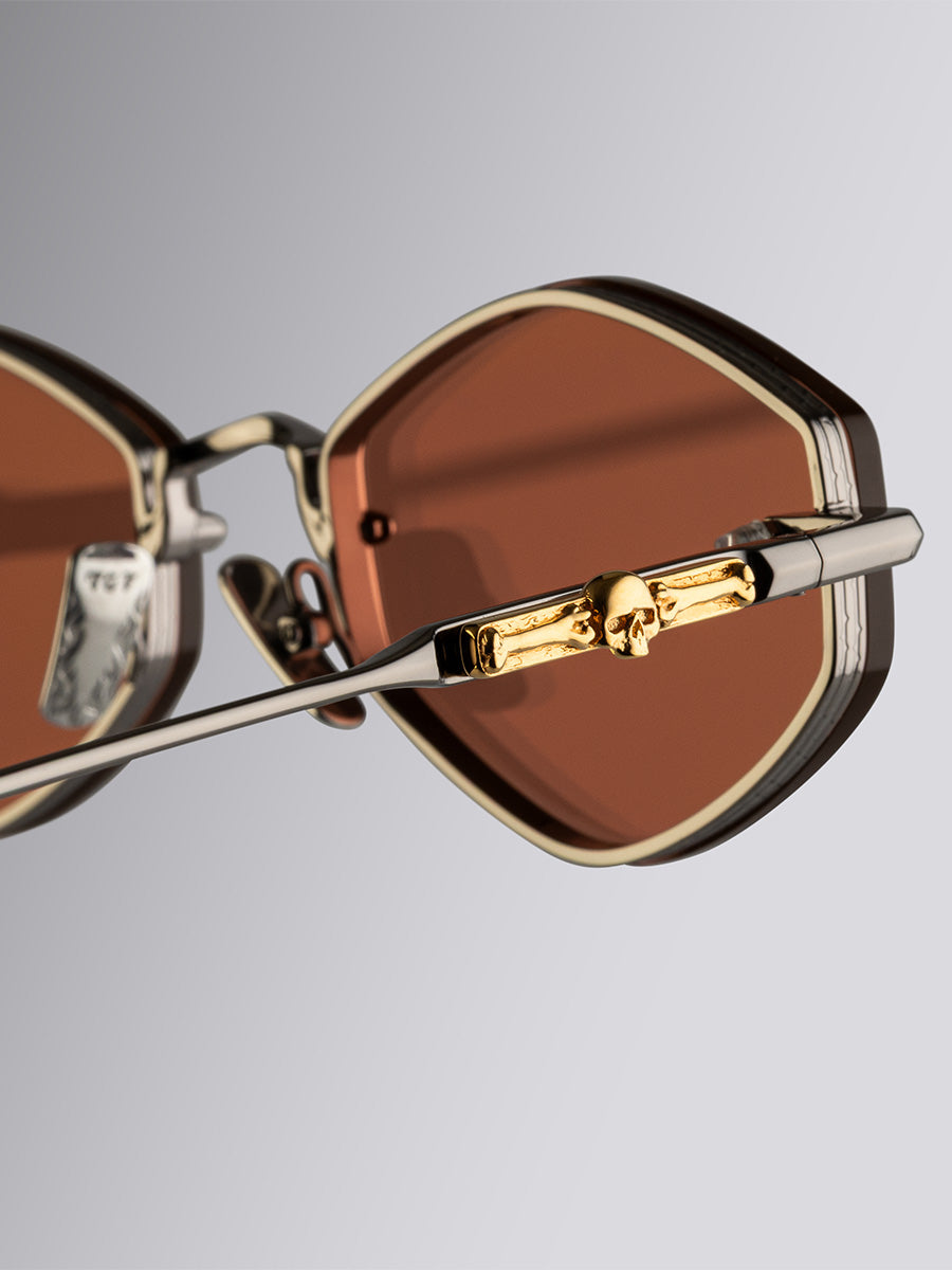 Carol Gun Metal Gold Rectangular sunglasses