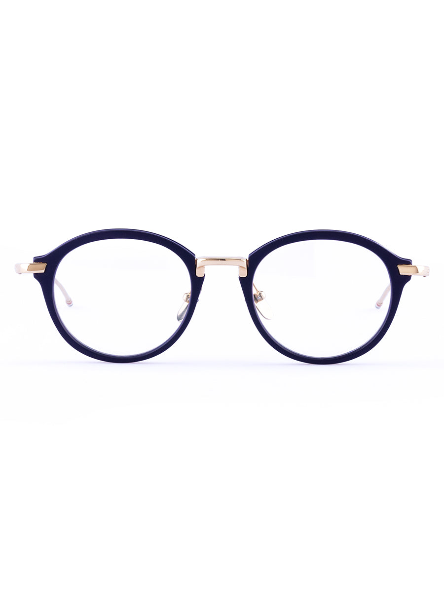 011A-415 Navy Silver Round eyeglasses
