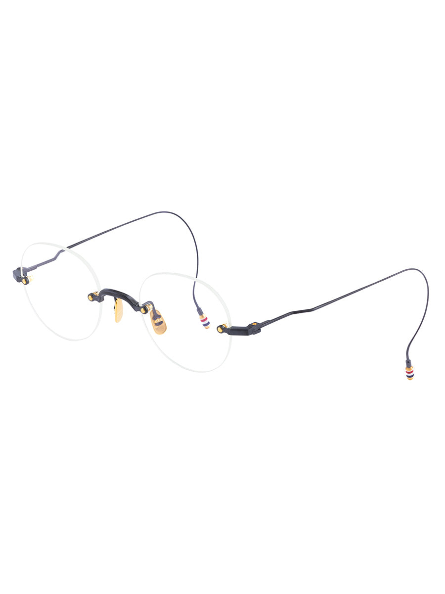 937A 005 Black Iron and 18k Gold Plated Titanium Rimless Round eyeglasses