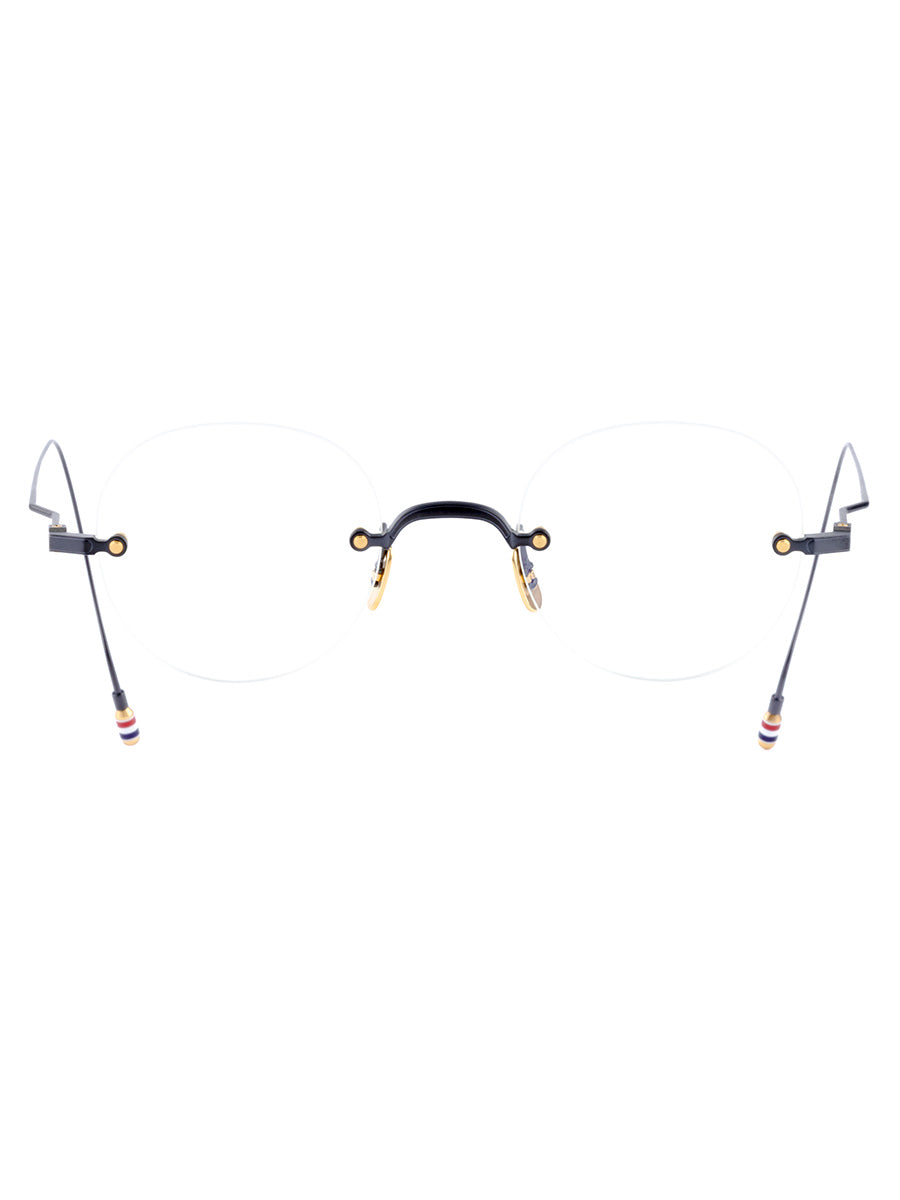 937A 005 Black Iron and 18k Gold Plated Titanium Rimless Round eyeglasses