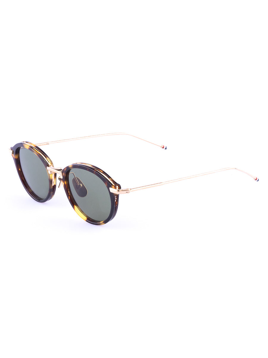 011A-215 Honey Tortoise 12K Gold Plated Round Sunglasses