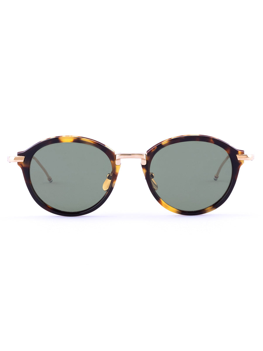 011A-215 Honey Tortoise 12K Gold Plated Round Sunglasses