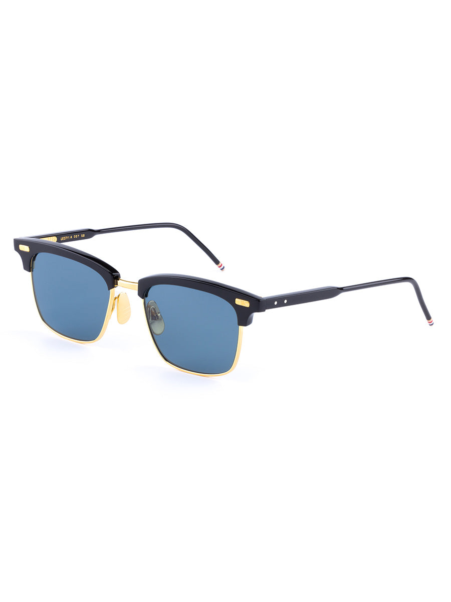 711A 007 Dark Navy Acetate and 18k Gold Plated Titanium Rectangular sunglasses