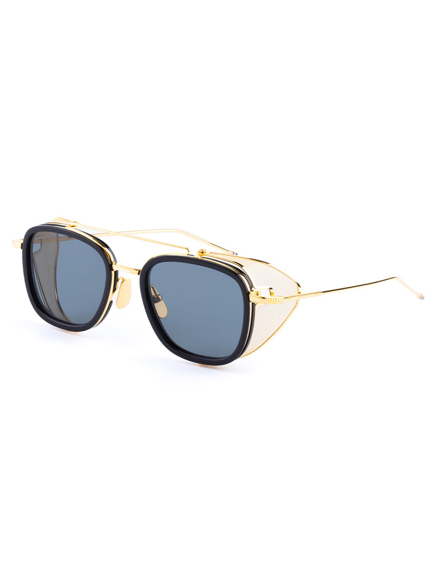 808A 001 Black 18k Gold Plated Titanium Square sunglasses