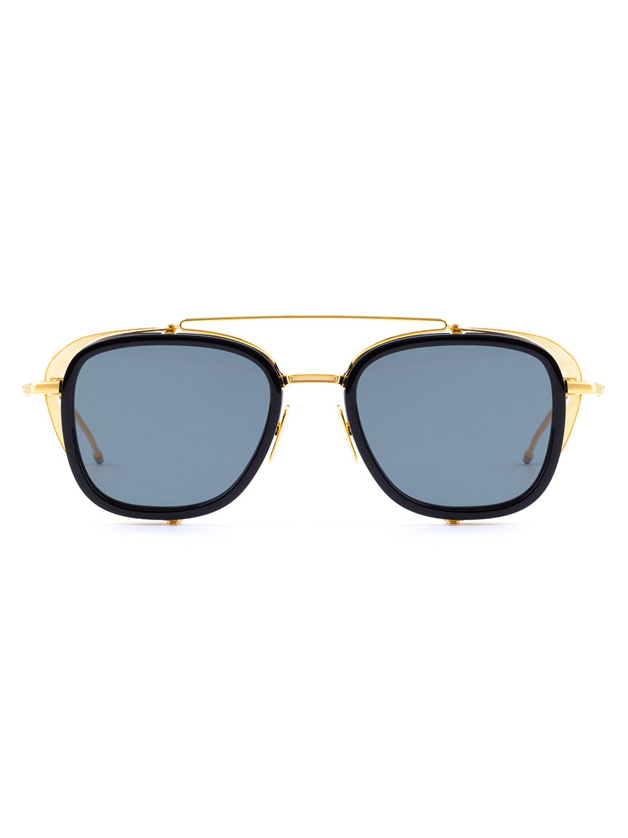 808A 001 Black 18k Gold Plated Titanium Square sunglasses