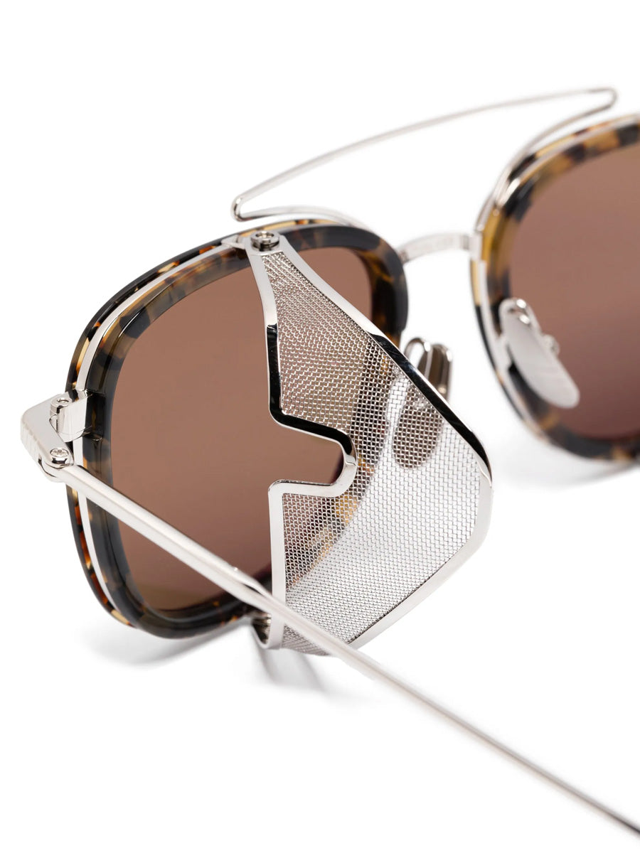 Thom Browne 808A 205 Brown Tortoise Acetate Silver Titanium Square