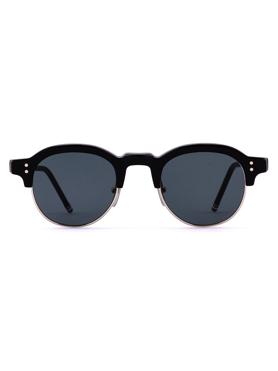 920A-001 Black Acetate and Titanium Oval Sunglasses