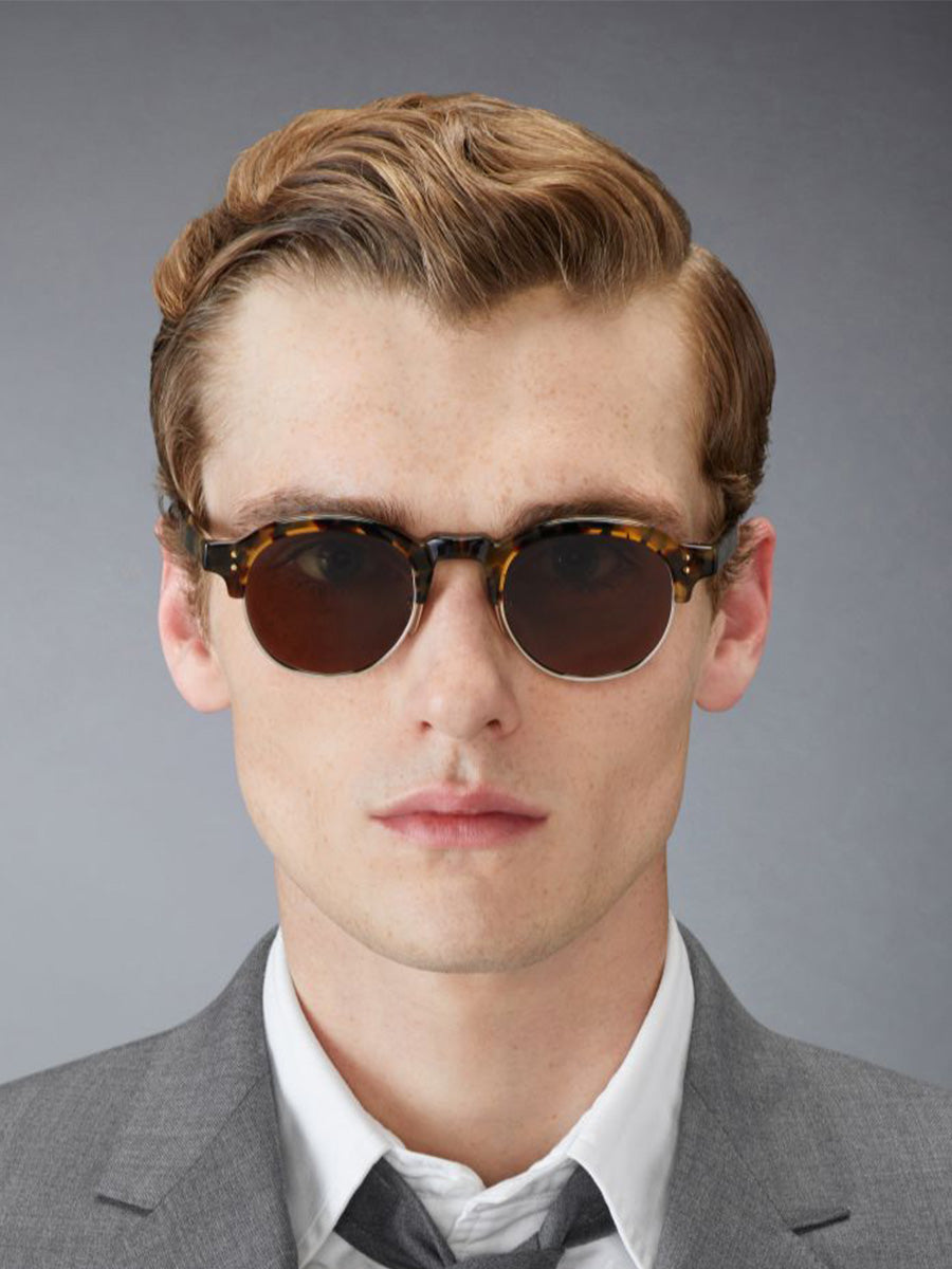 Thom Browne 920A-205 Tokyo Tortoise and 14K Gold Oval Sunglasses