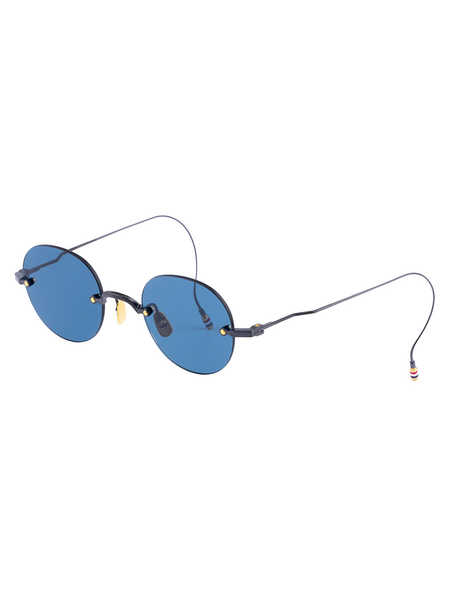 937A 005 Black Iron and 18k Gold Plated Titanium Rimless Round sunglasses