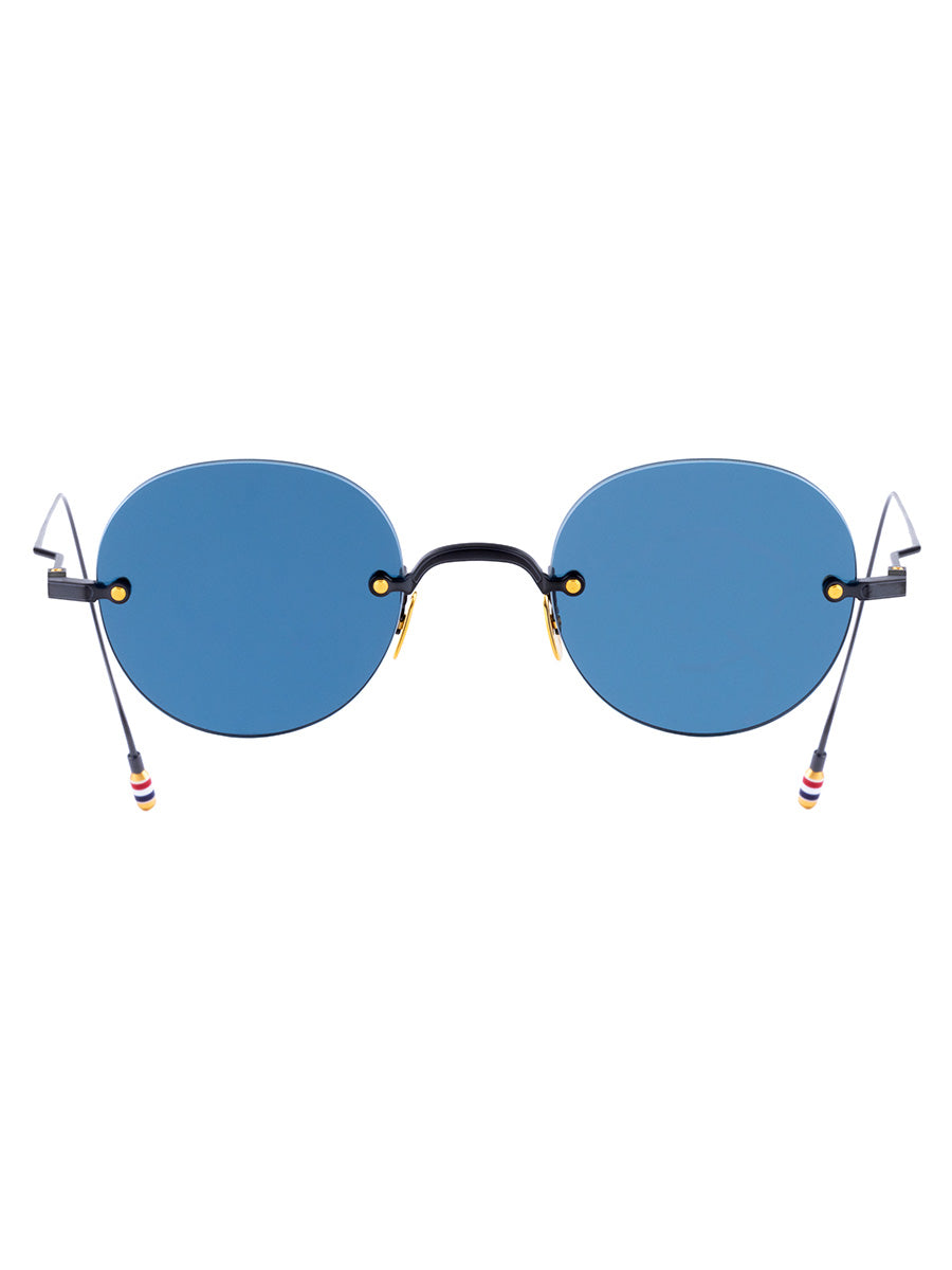 937A 005 Black Iron and 18k Gold Plated Titanium Rimless Round sunglasses