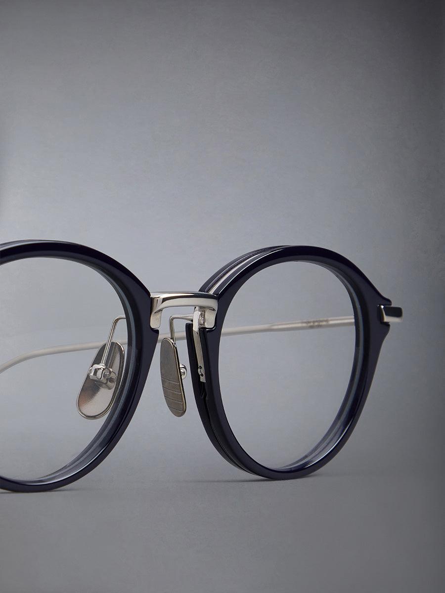 011A G0003 415 Navy Silver Round eyeglasses - sunglasscurator