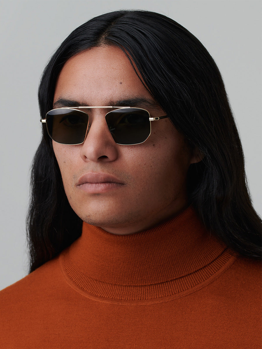 AHLEM New York Grey Gold Brushed Sunglasses | sunglasscurator.com