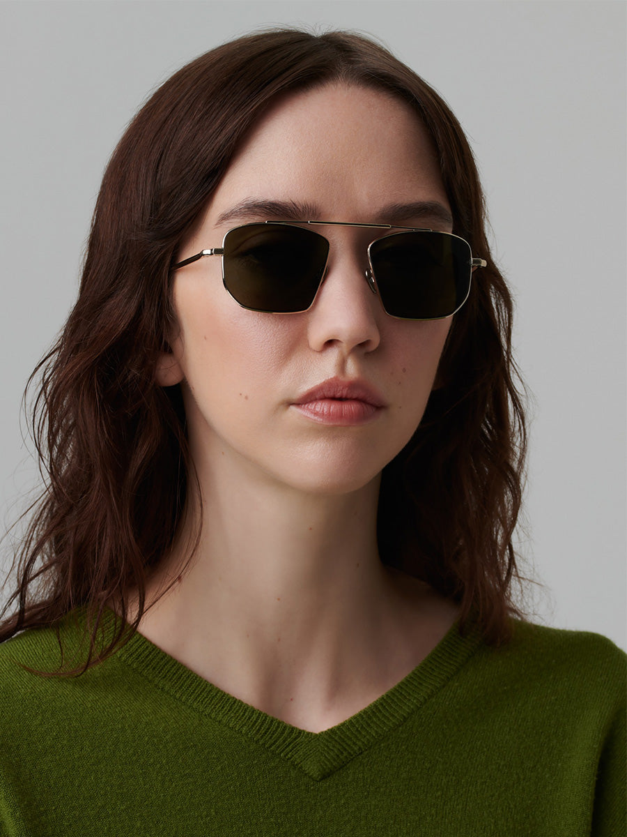 AHLEM New York Grey Gold Brushed Sunglasses | sunglasscurator.com