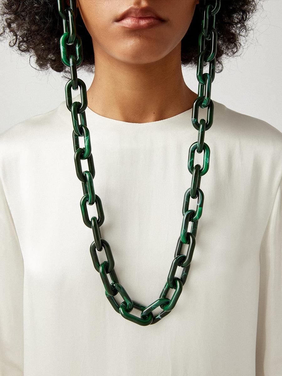 Dark Green Square Resin 3 glasses chain - sunglasscurator