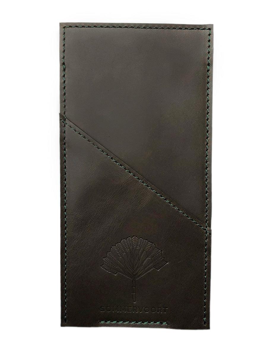 Dark Monstera Green pocket leather glasses case - sunglasscurator