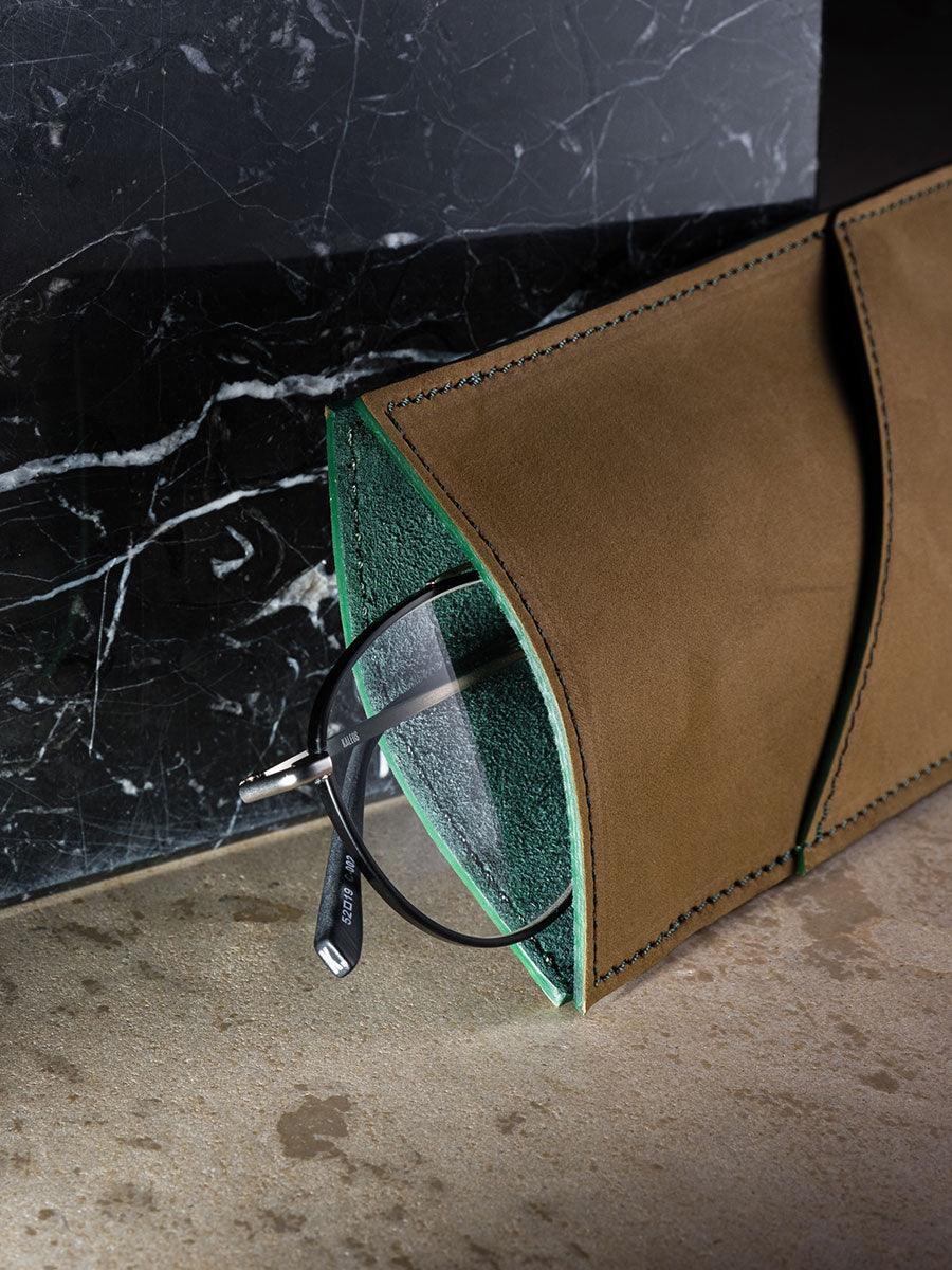 Olive Green pocket leather glasses case - sunglasscurator